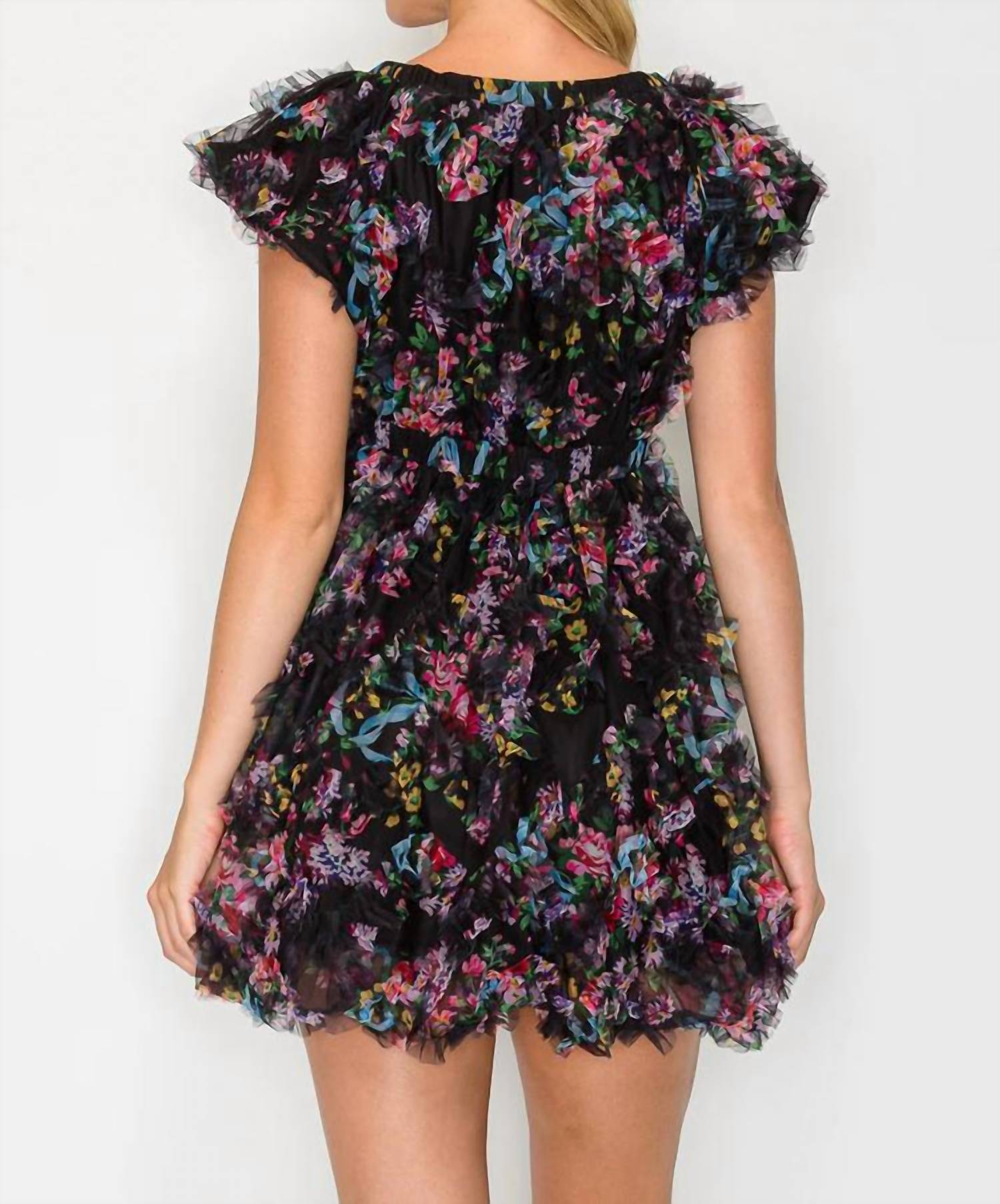 Meet Me In Santorini - Whisper Bloom Flutter Sleeve Mini Dress