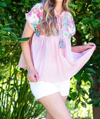 Thml - Women's Embroidered Babydoll Top