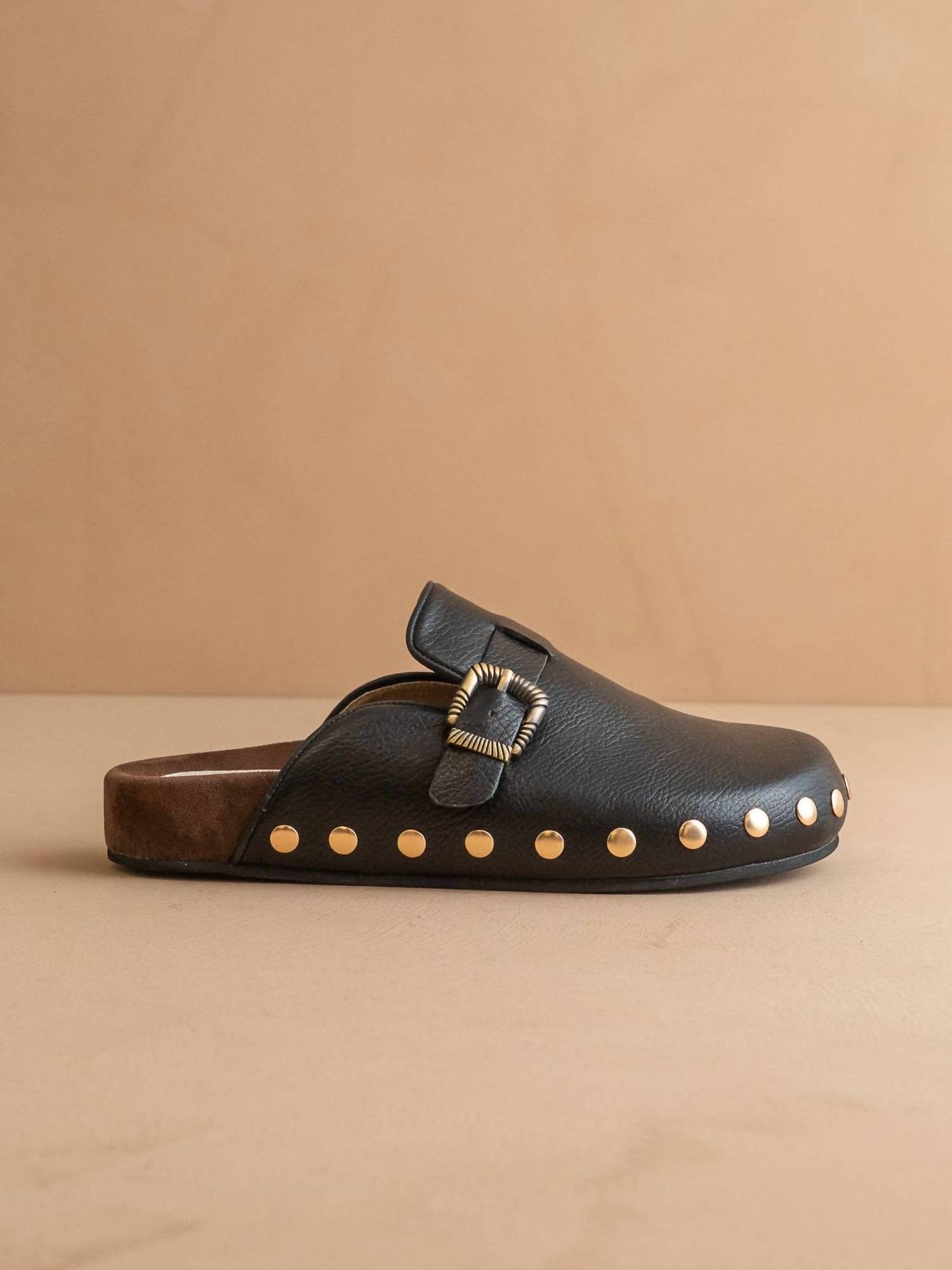OASIS SOCIETY Women's Toni Studded Buckle Clog in black - women's shoe