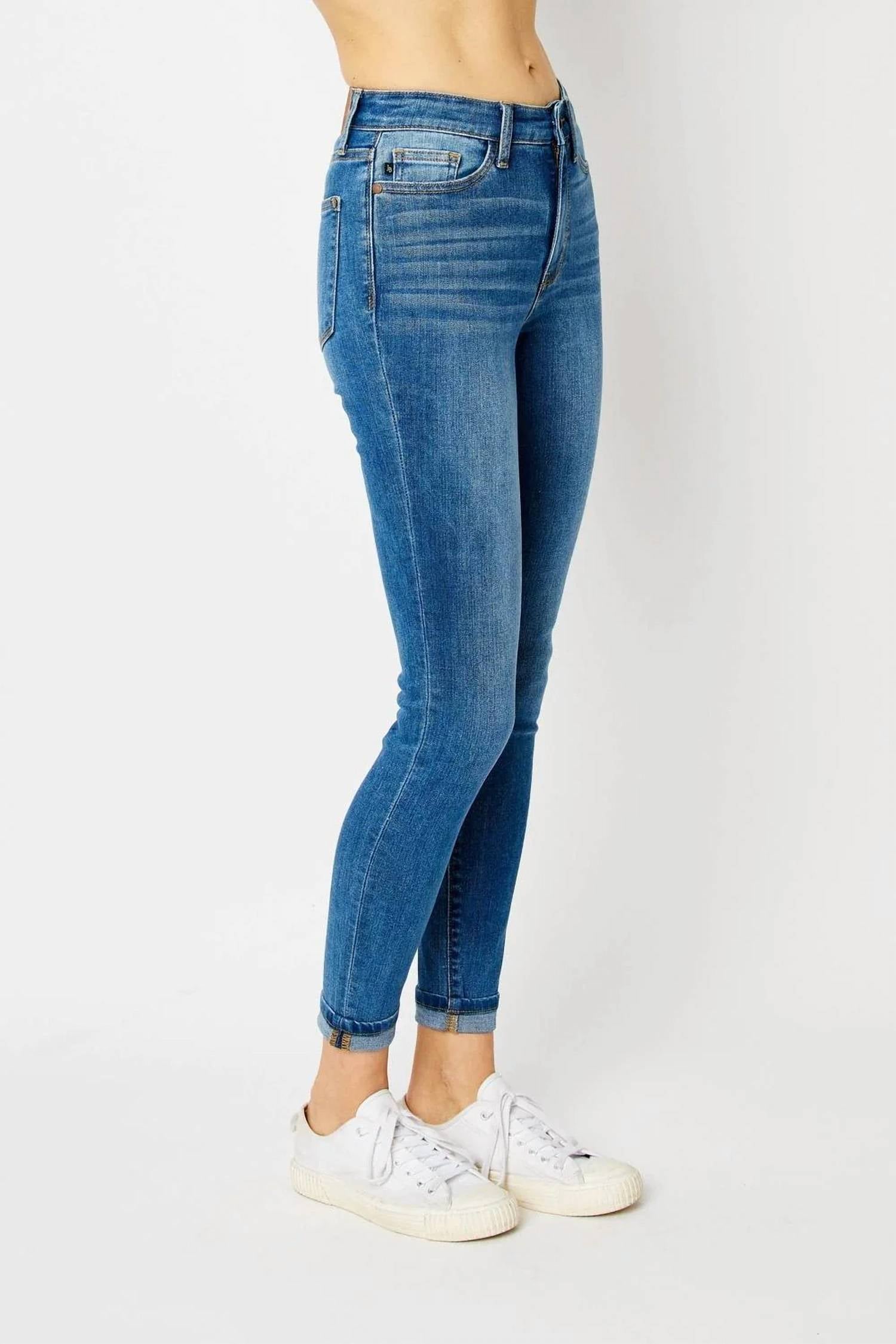 Judy Blue - High Waist Cuffed Hem Skinny Denim Jeans