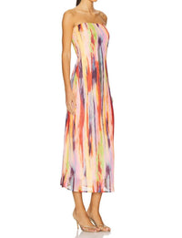 SNDYS. St Barts Maxi Dress in pink multi - women's dress - detail view