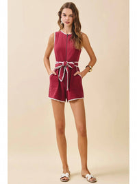 Tcec - Triangle Embroidery Stitch Detail Romper