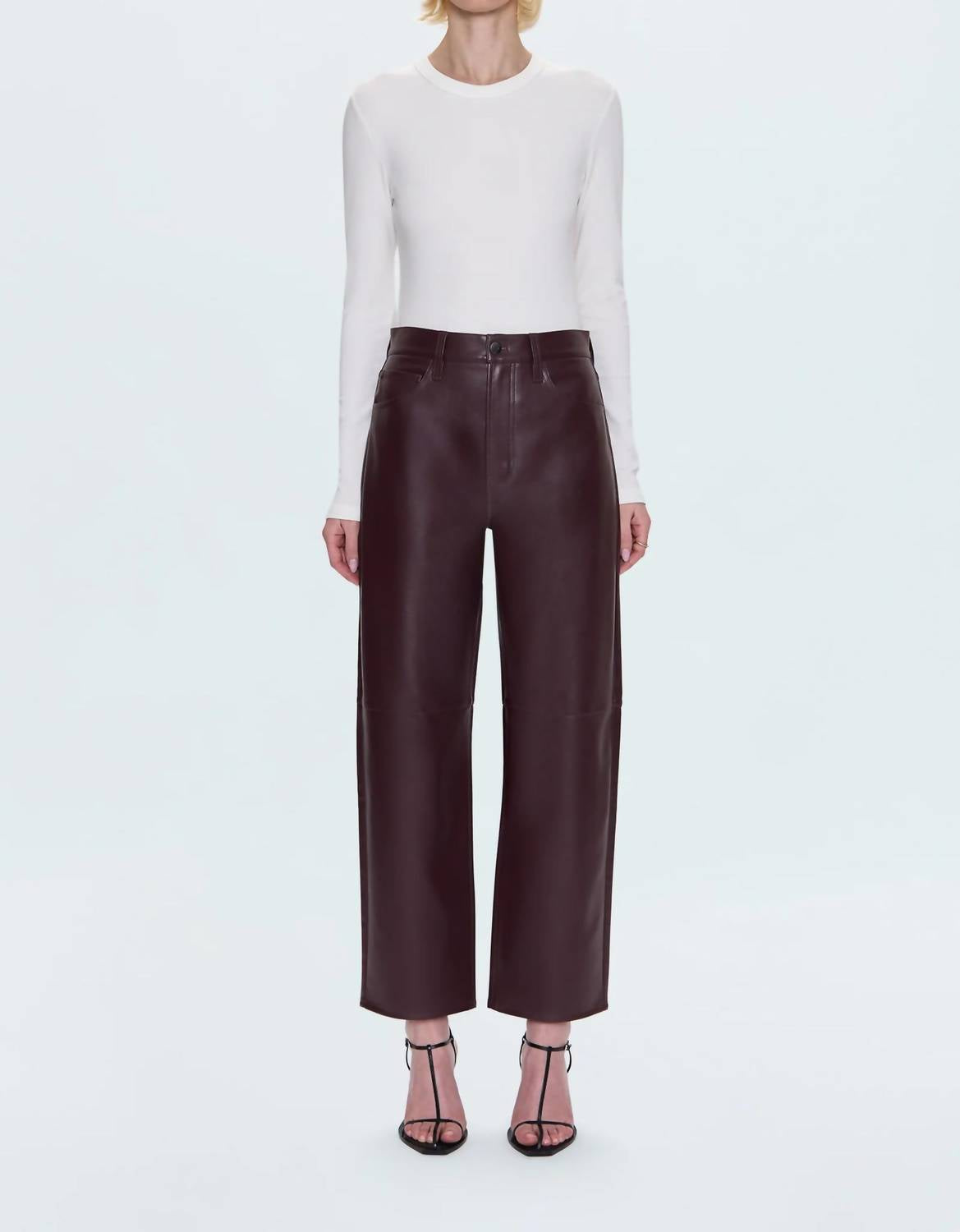 PISTOLA Jett High Rise Bowed Straight Pants in cabernet 1 - women's pants