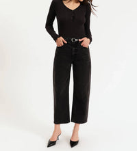Daze - Westward High Rise Barrel Leg Straight Jeans