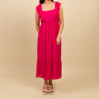 Pine Apparel - Smocked Maxi Dress With Ruffle Hem