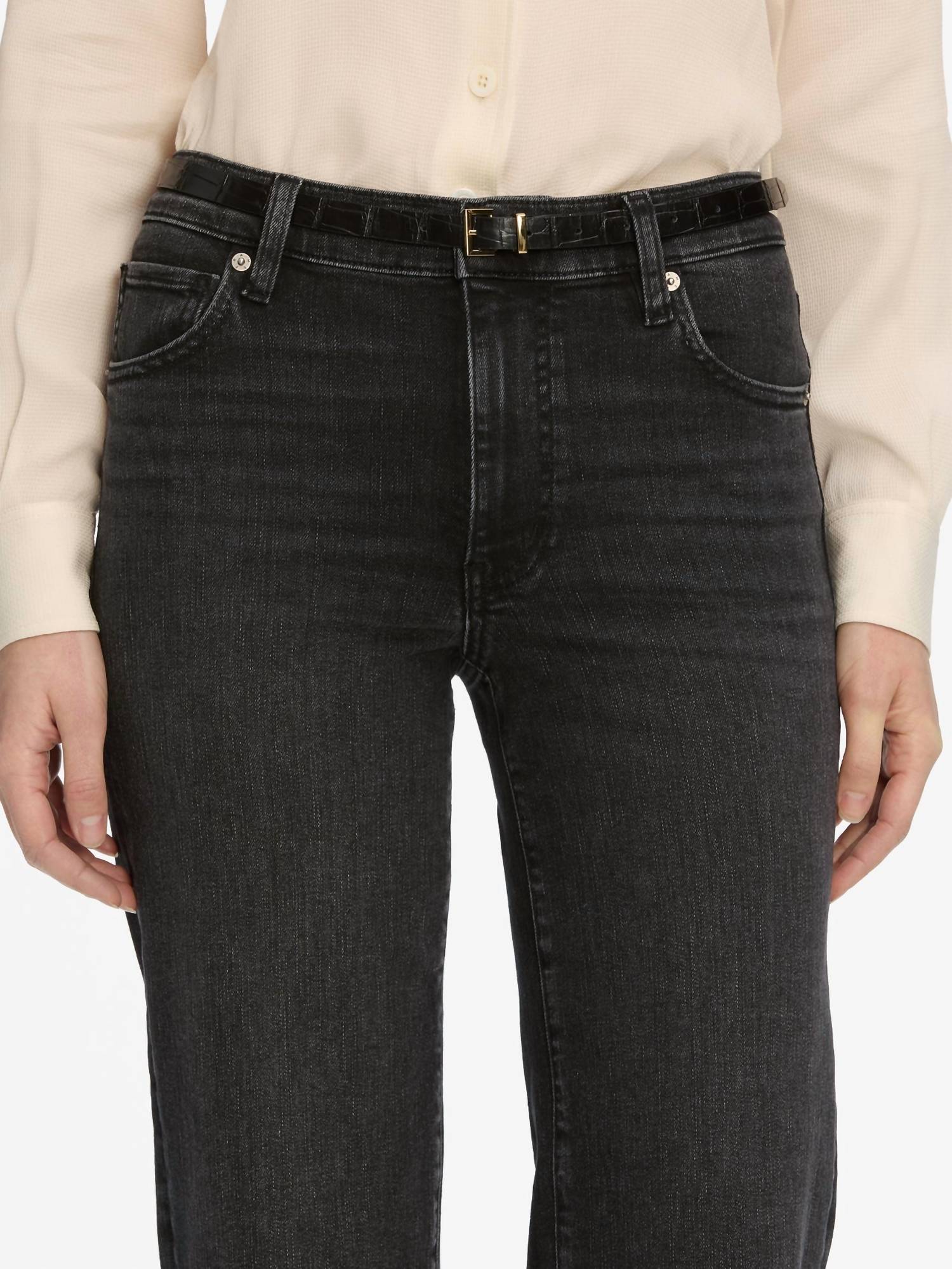 Frame - Mellow Mid Rise Slim Wide Leg Jeans