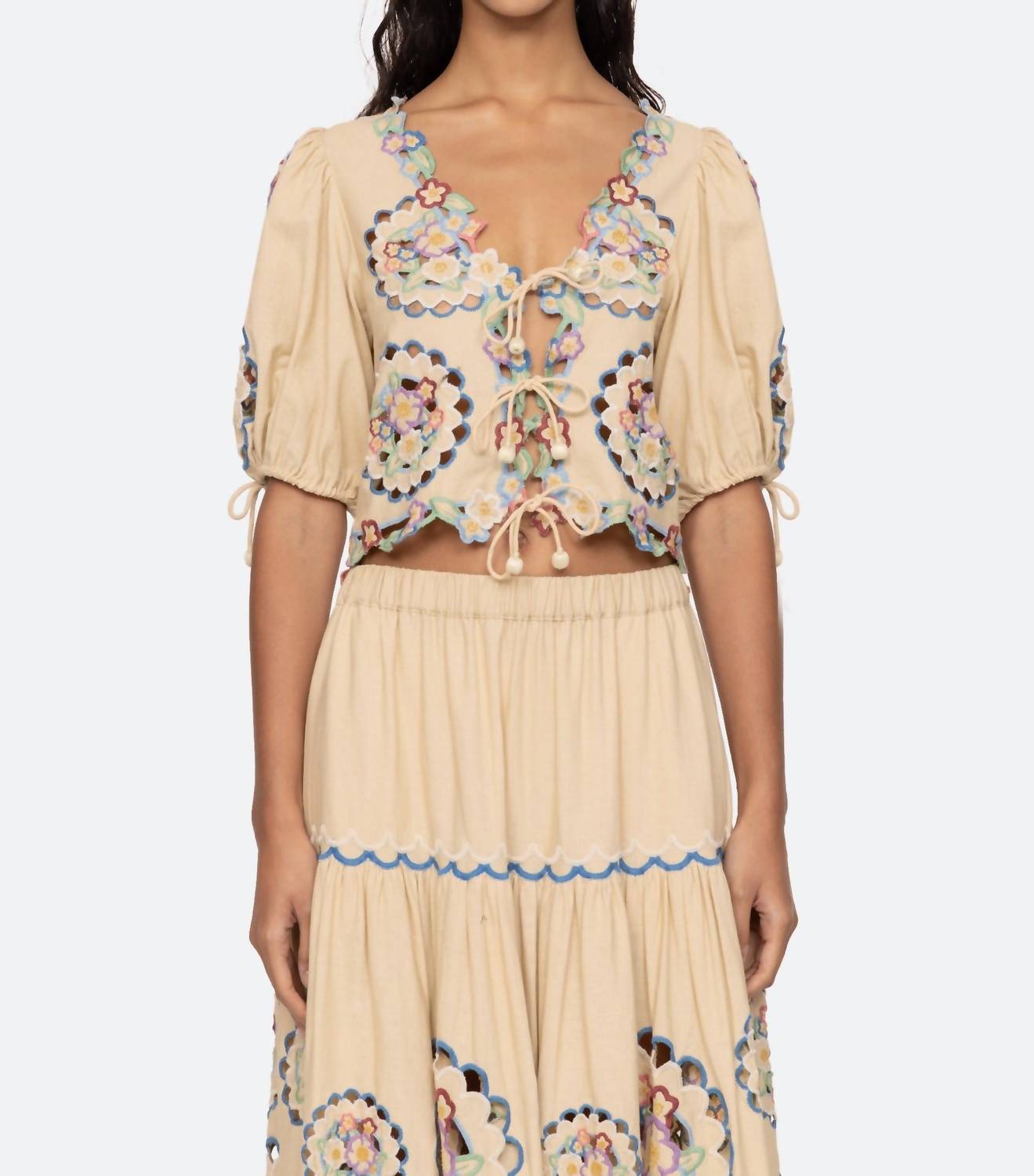 Sea - Melinda Embroidery Short Sleeve Top