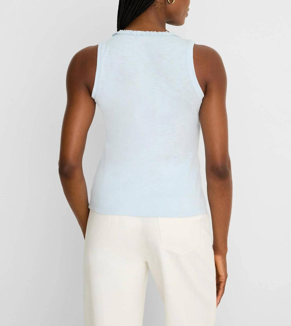 Nic + Zoe - Ruffle Neck Cotton Slub Layer Tank Top