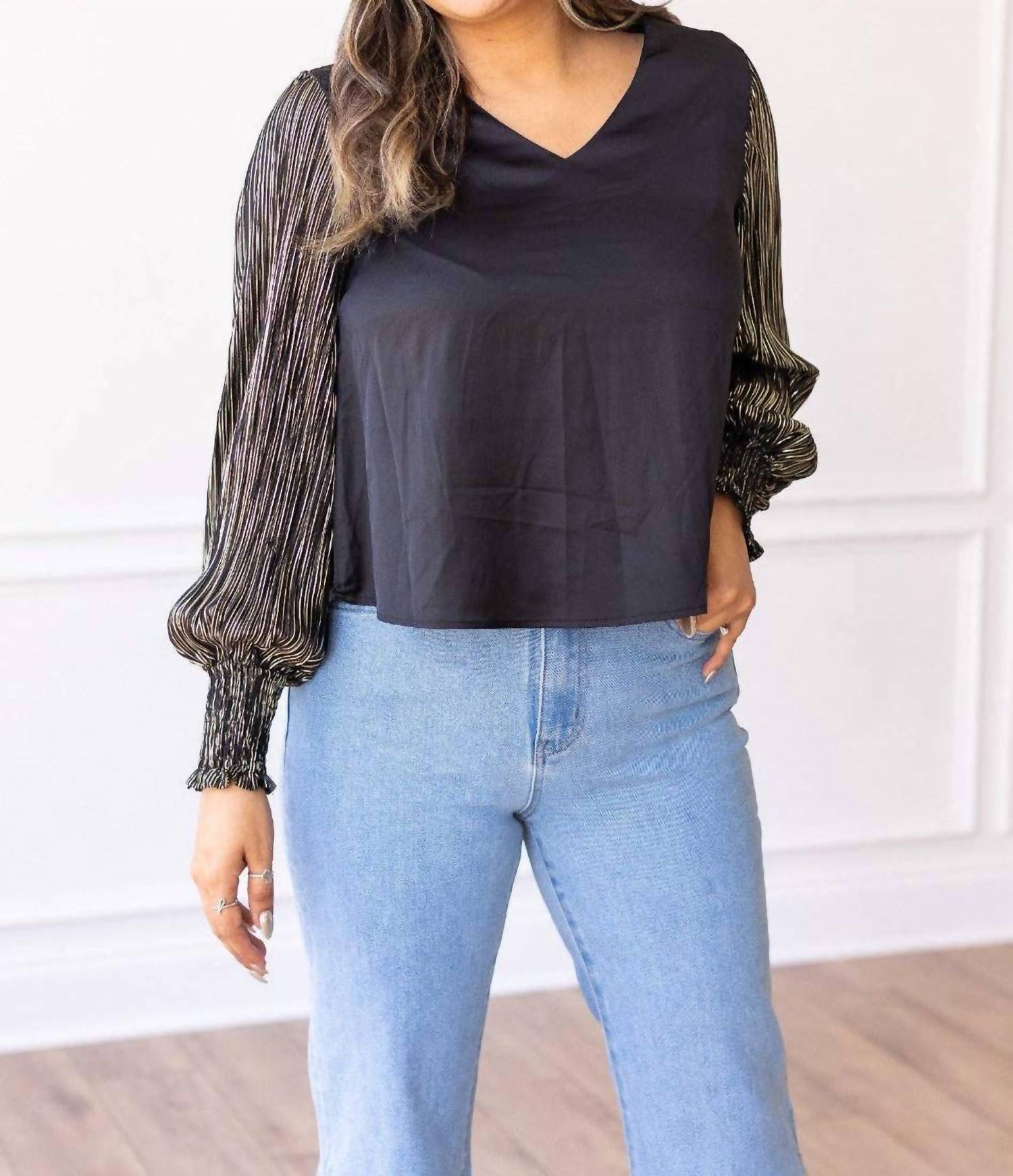 Southern Grace - Glamour Gaze Top With Shimmer Sleeves