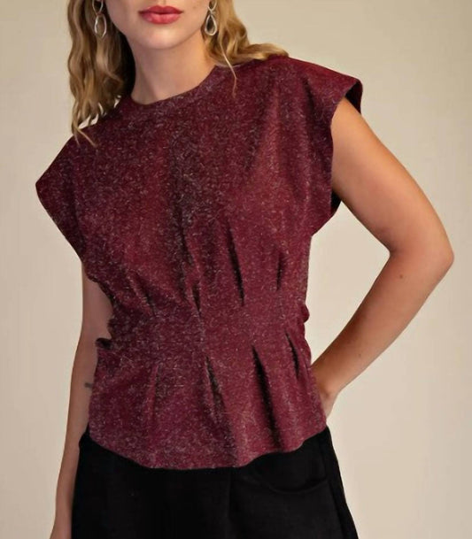 Glam - Cap Sleeve Pleated Blouse