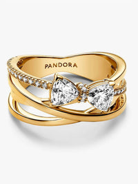 Pandora - Sparkling Bow & Crossover Band Ring