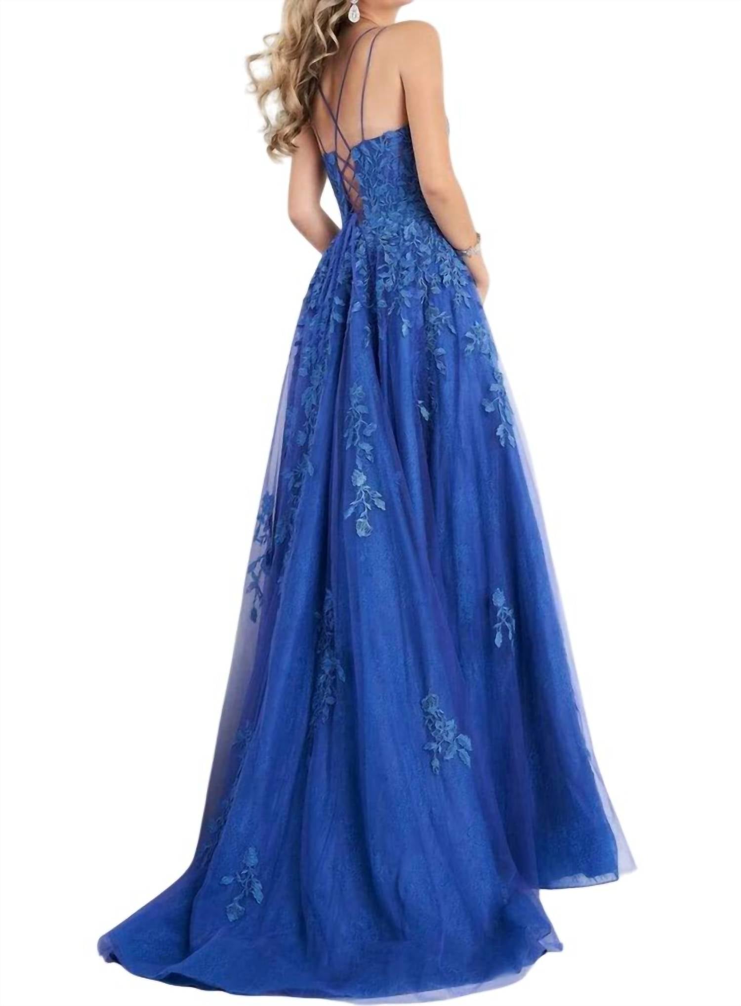 Jovani - Long Embroidered Lace A-line Gown