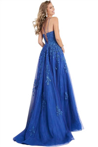 Jovani - Long Embroidered Lace A-line Gown