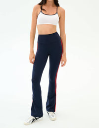 SPLITS59 Raquel High Waist Supplex Flare Pants in indigo lotus red - women's pants