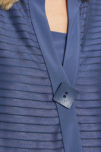 Joseph Ribkoff - Sheer Stripes Three-quarter Sleeves Asymmetric Jacket