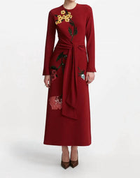 Lela Rose - LONG SLEEVE TIE WAIST DRESS
