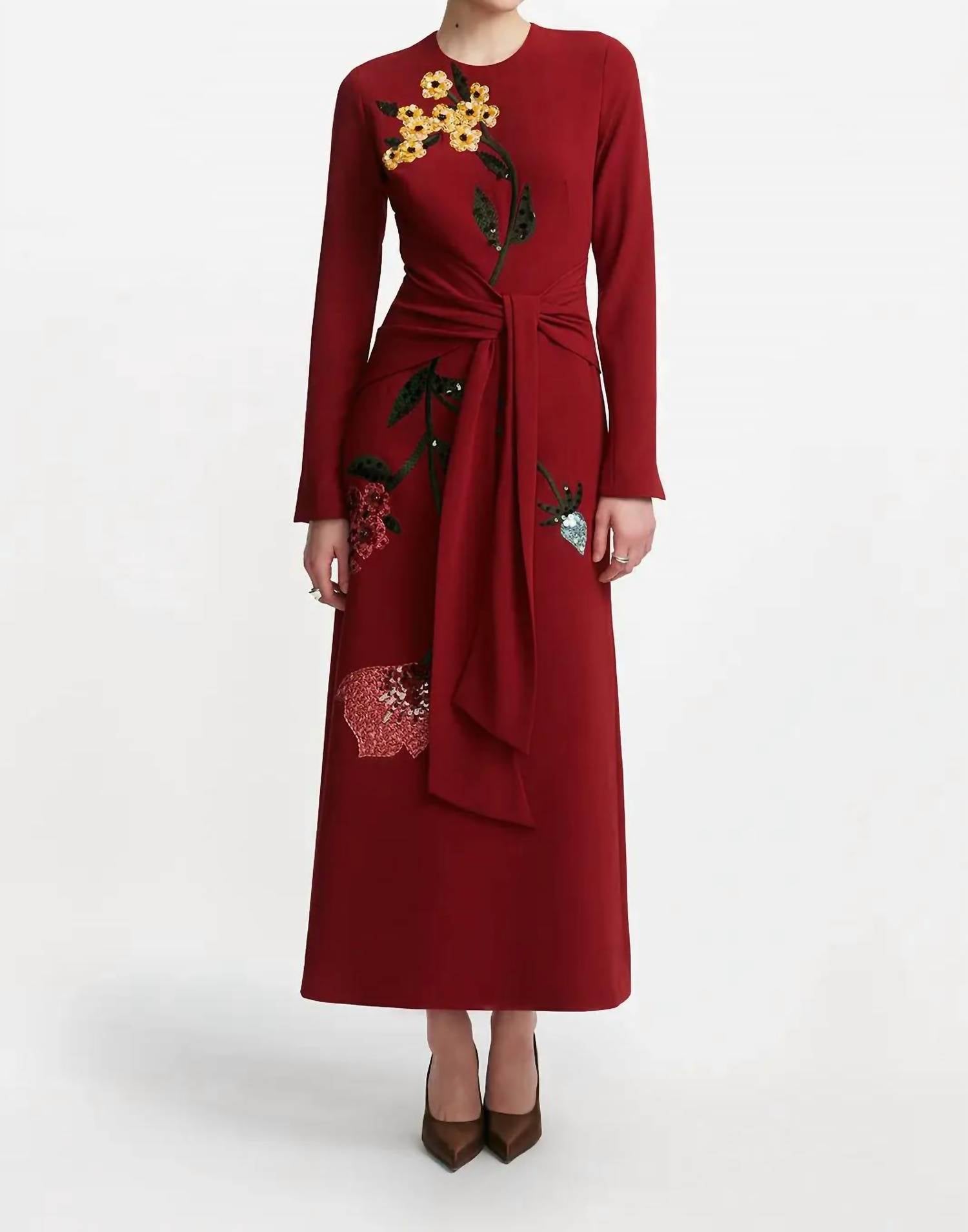 Lela Rose - LONG SLEEVE TIE WAIST DRESS