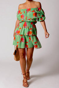 Miguelina - Basil Printed Gauze Mini Dress
