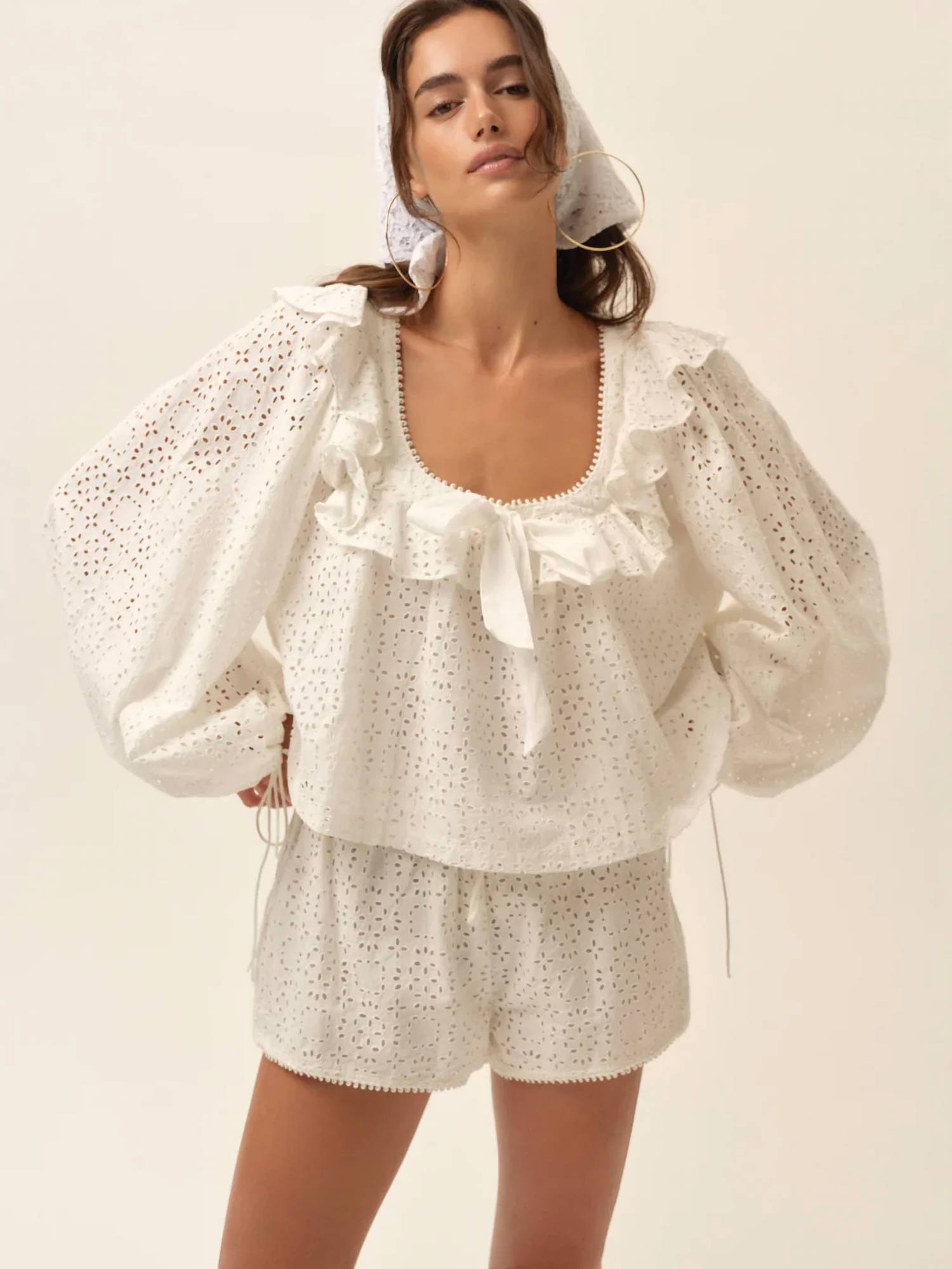 For Love & Lemons - Willa Eyelet High Rise Shorts