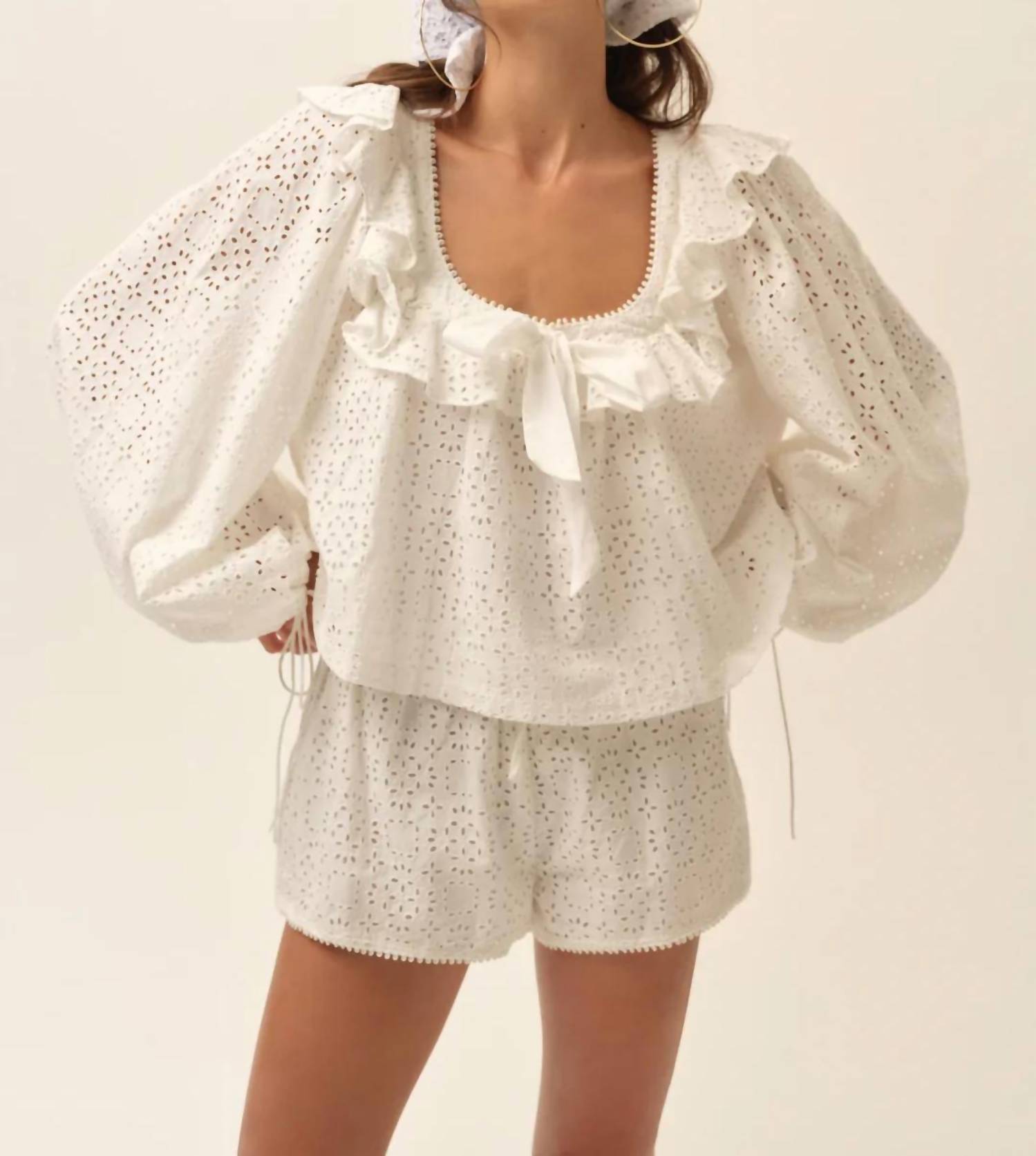For Love & Lemons - Willa Eyelet High Rise Shorts