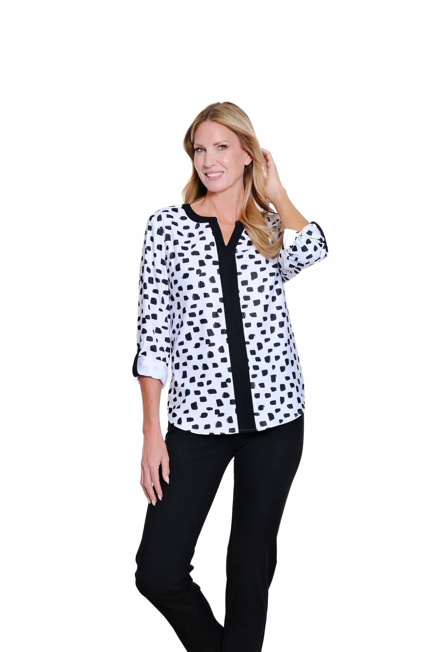 Multiples - Band Collar Popover Top