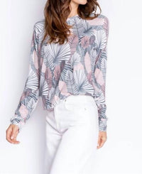 Pj Salvage - Geo Palm Long Sleeve Lounge Top