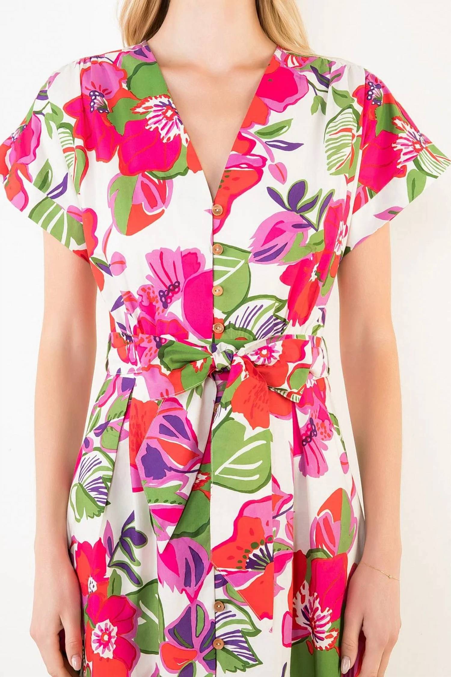 Thml - Short Sleeve Floral Midi Dress