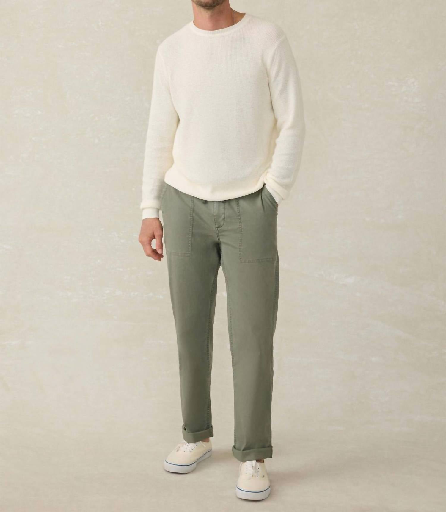 Faherty Sunwashed Crew Neck Sweater in white shell - men's sweater