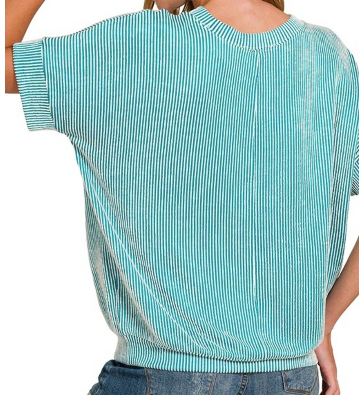 Zenana - Ribbed Striped Oversized Top