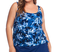 Maxine Of Hollywood - Plus Size Banded Scoop Blouson Tankini Top