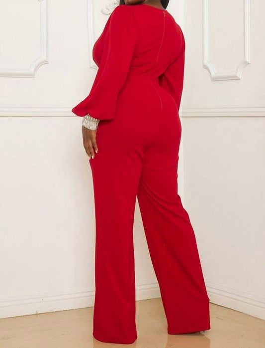 Symphony - Rhinestone On Cuffs Detail Jumpsuit