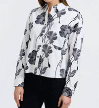 Foxcroft - Marina black & white LS top