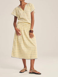 Velvet By Graham & Spencer - Deborah Printed Cotton Stripe Skirt
