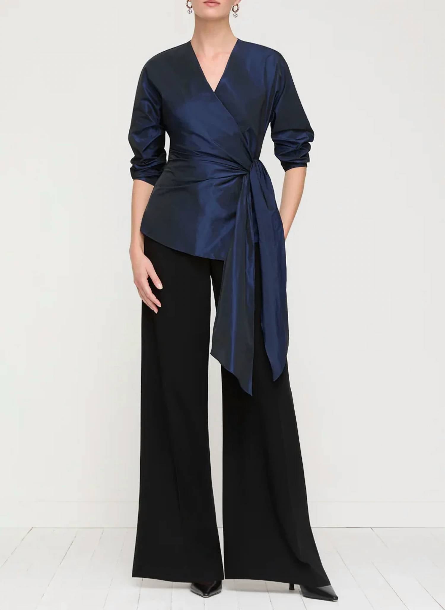 Lafayette 148 - Taffeta Fitted Wrap Blouse