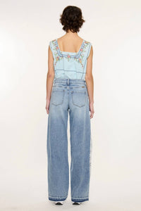 Kancan - High Rise Lace Trim Wide Leg Jean