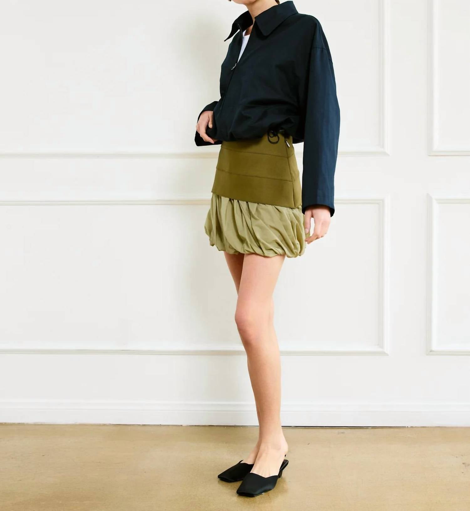 Line And Dot - Paneled Mini Skirt