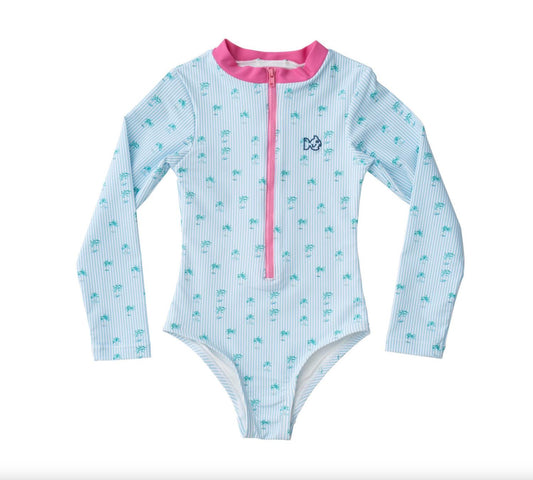 Prodoh - Palm Tree Girls Zip Swimsuit