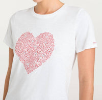 cinq a sept Rhinestone Doodle Heart Shrunken Tee in white bisou - women's t-shirt - view 5