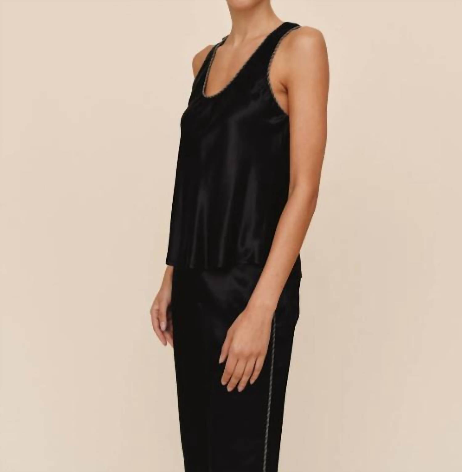 Bella Dahl Beaded Trim Tank Top in black - women's tank top - detail view