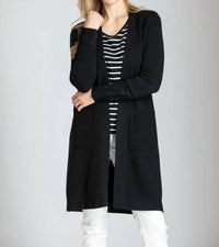 APNY Open Front With Button Detail Cardigan in black - women's cardigan