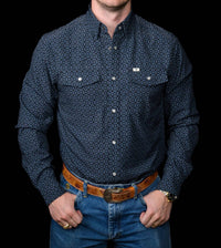 Ferrell The Silas Long Sleeve Snap Shirt in black - men's long sleeve top