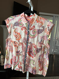 Thml - Women's Button down cap sleeve floral top