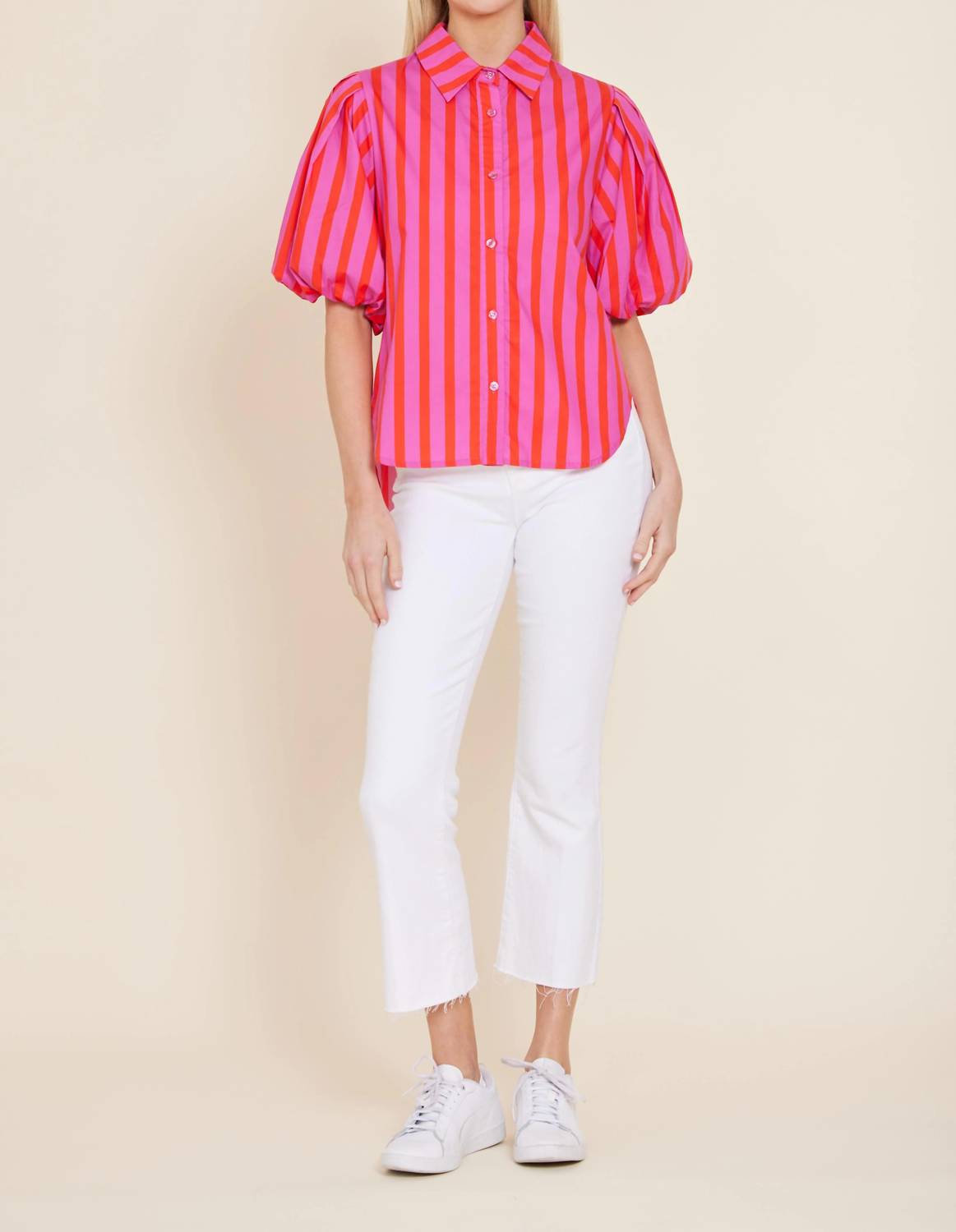 Dolce Cabo - Poplin Puff Shoulder Top