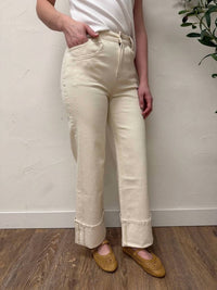 Vervet By Flying Monkey - High Rise Cuffed Wide Leg Denim Pants