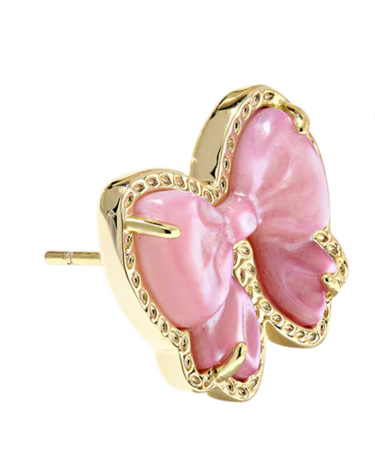Kendra Scott Women's Haley Bow Stud Earrings in gold blush ivory mother of pearl - women's jewelry - detail view