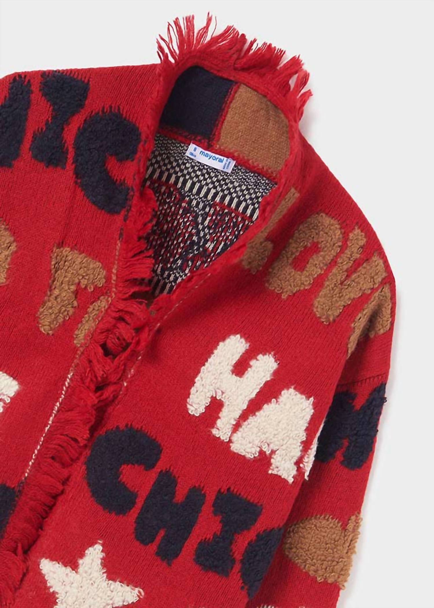 Mayoral - Girls' Intarsia Chic Fringe Cardigan