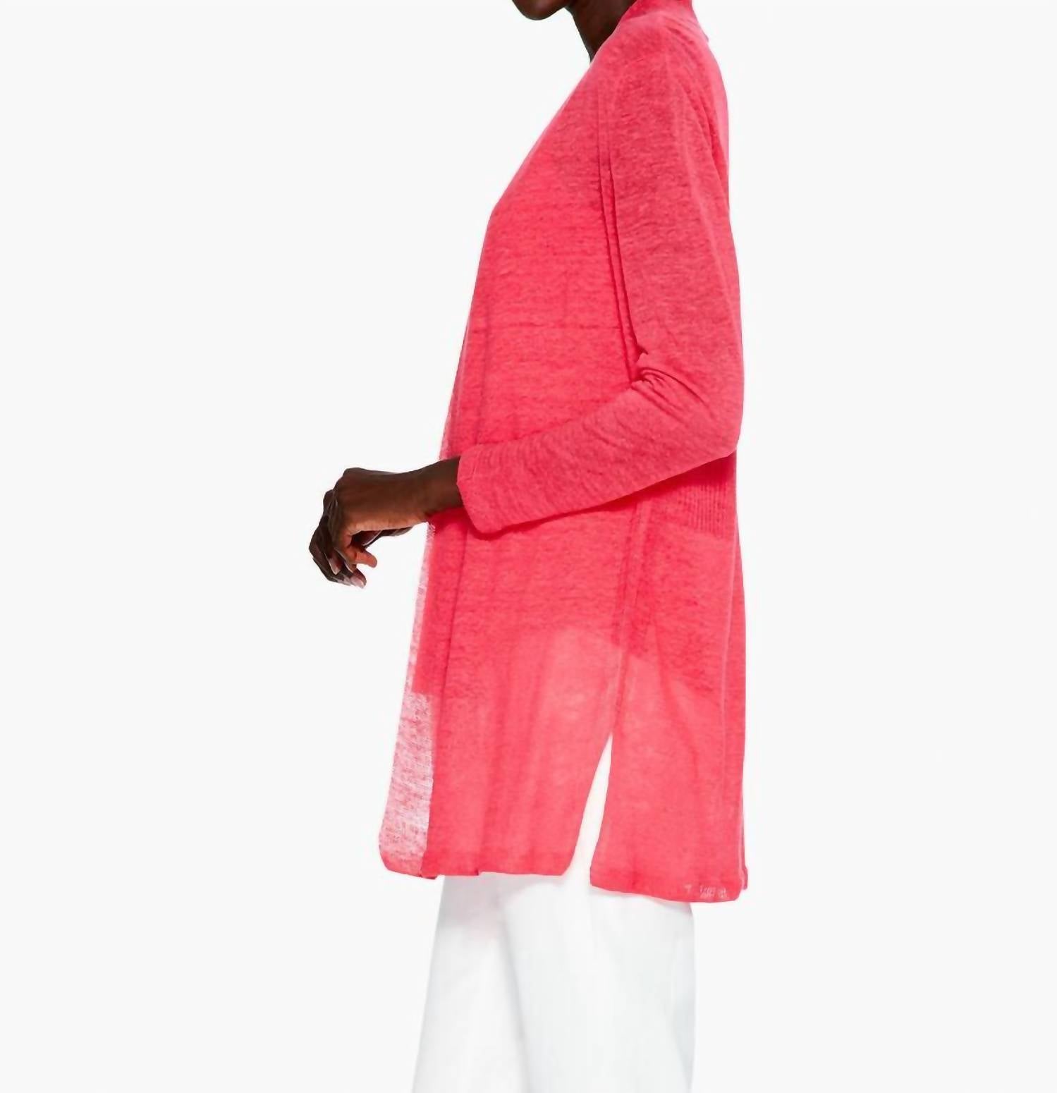 Nic + Zoe Pippa Lightweight Long Back Of The Chair Cardigan in paradise pink - women's cardigan - view 4