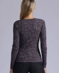 Minnie Rose - Supima Cotton Cashmere Rib Marled Henley Top