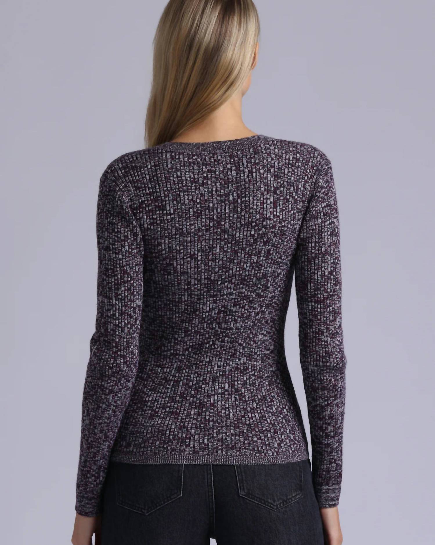 Minnie Rose - Supima Cotton Cashmere Rib Marled Henley Top