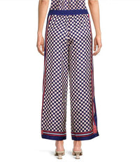 Current Air - Coordinating Checker Border Print Wide Leg Drawstring Pants